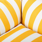 Striped dog bed yellow and white stripe close up 