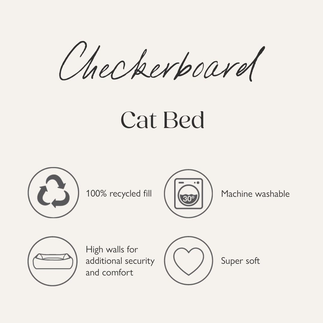 Checkerboard Round Cat Bed - Grey/Cream Cat Bed Scruffs® 