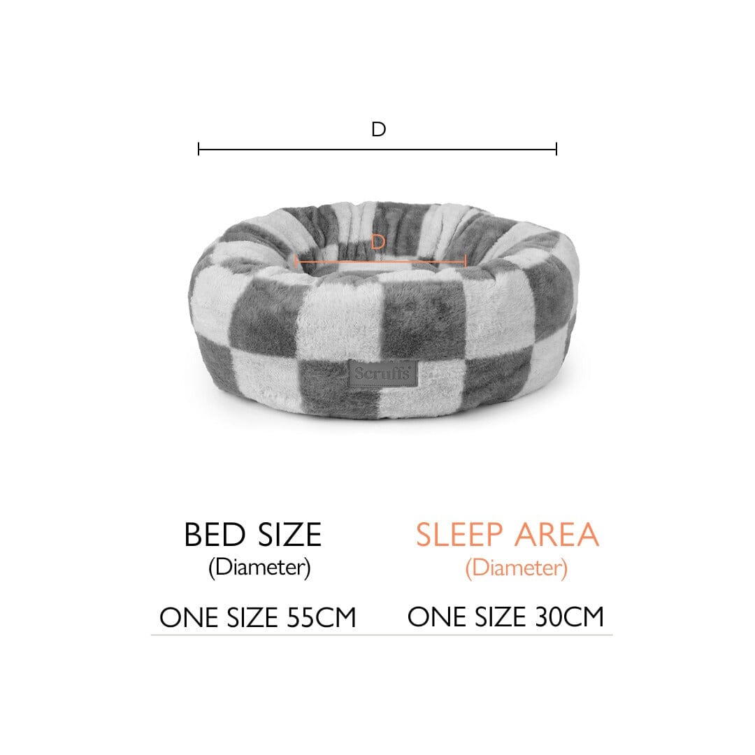 Checkerboard Round Cat Bed - Taupe/Cream Cat Bed Scruffs® 
