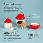 Small Animal Ceramic Set - Toadstool Pet Bowls, Feeders & Waterers Scruffs® 