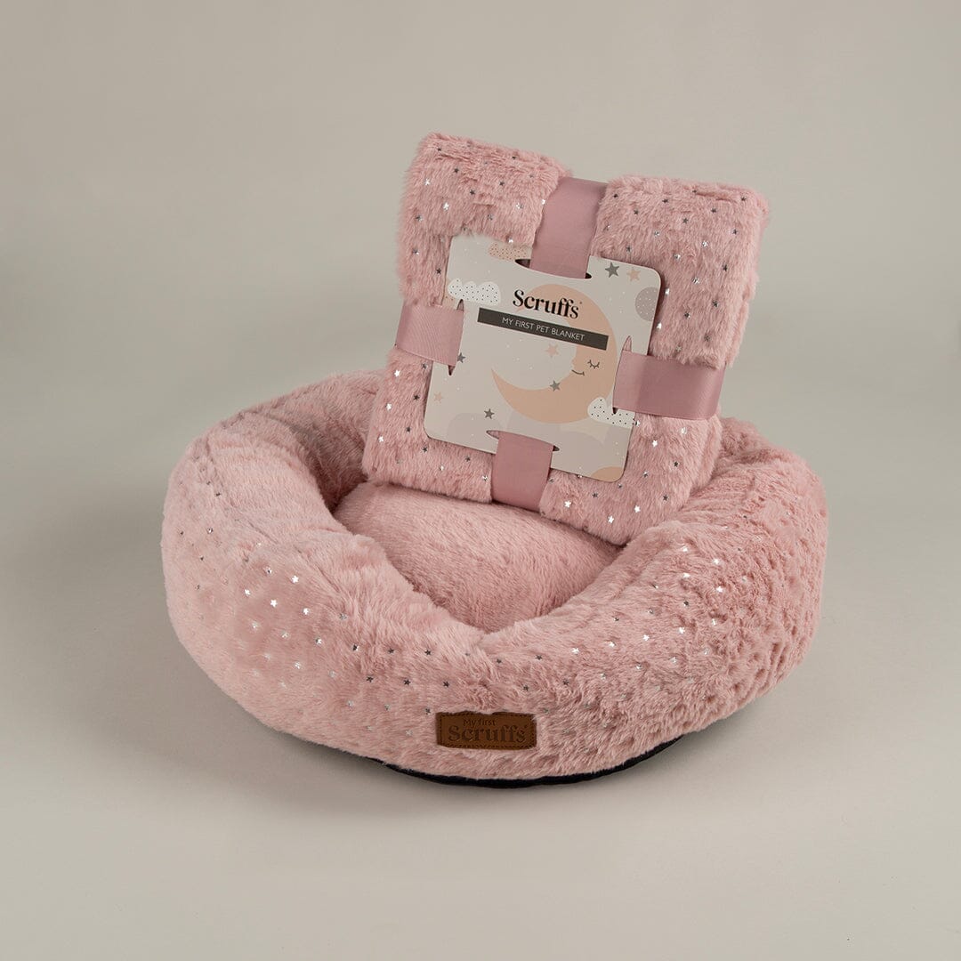 Starlight 'My First' Round Kitten & Puppy Bed & Blanket Set - Pink Dog Bed Scruffs® 