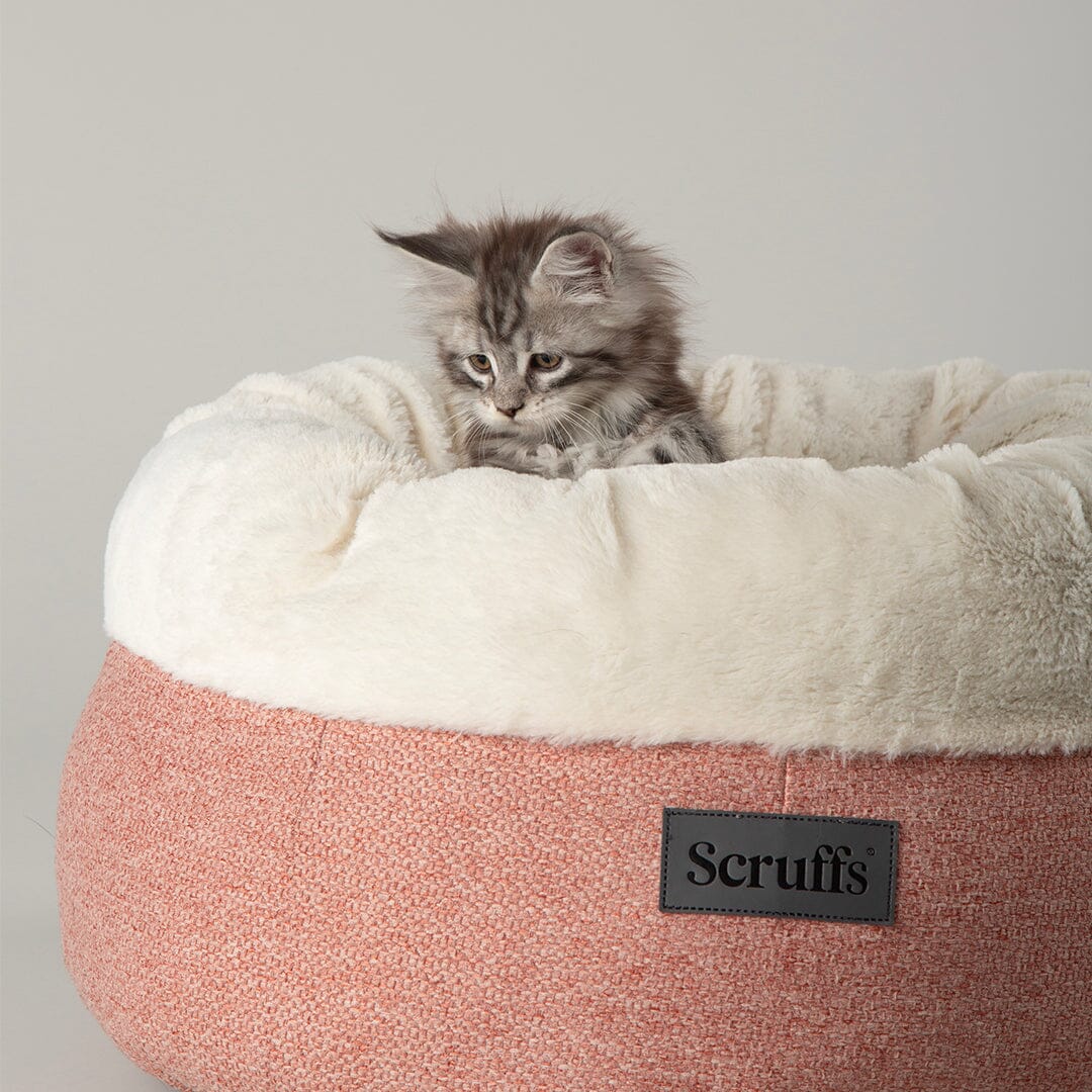 Seattle Sanctuary Deep Round Cat Bed - Coral Pink petslovescruffs 