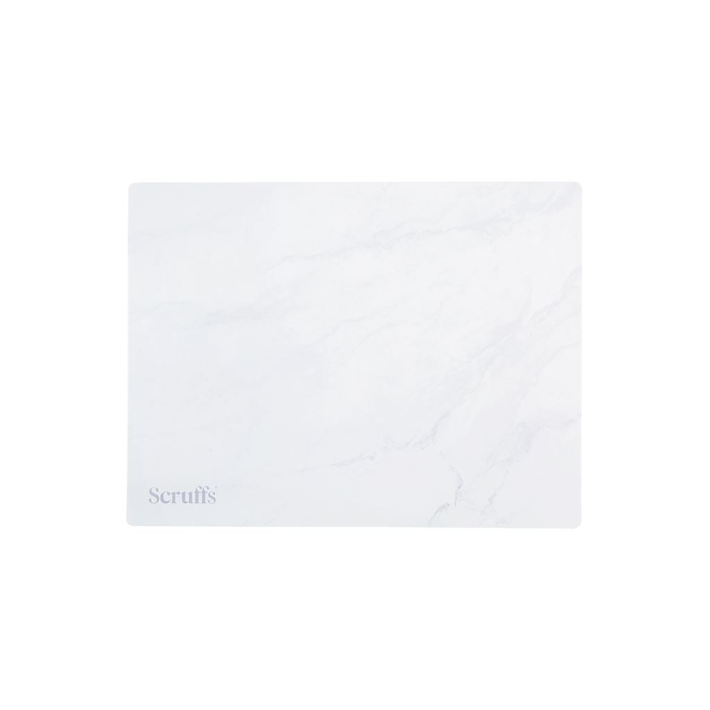 Scruffs 40 x 30cm Pet Placemat - White Marble Print Pet Bowl Mats Scruffs® 