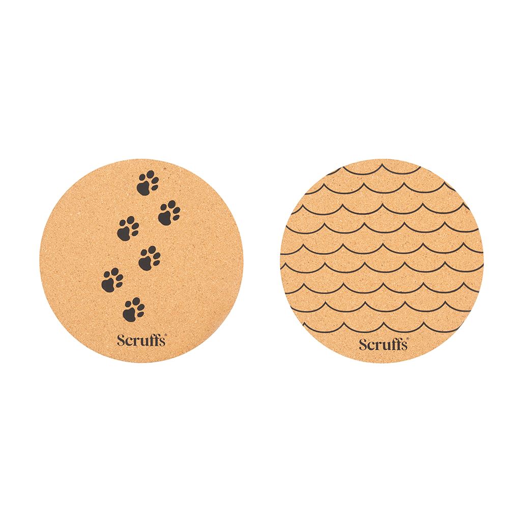 Set 2 Cork Pet Placemats 25cm Wave & Paw