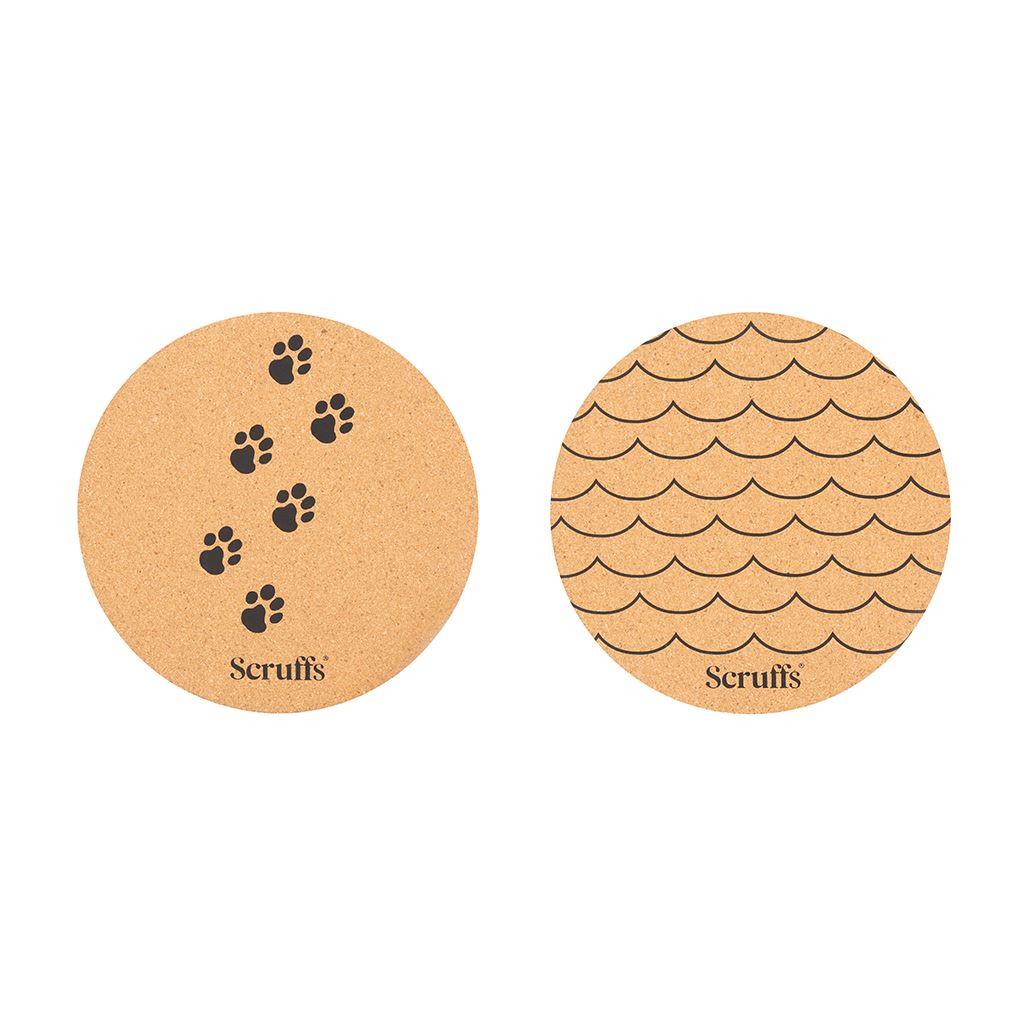 Scruffs 25cm Set of 2 Cork Pet Placemats - Wave & Paw Scruffs® 