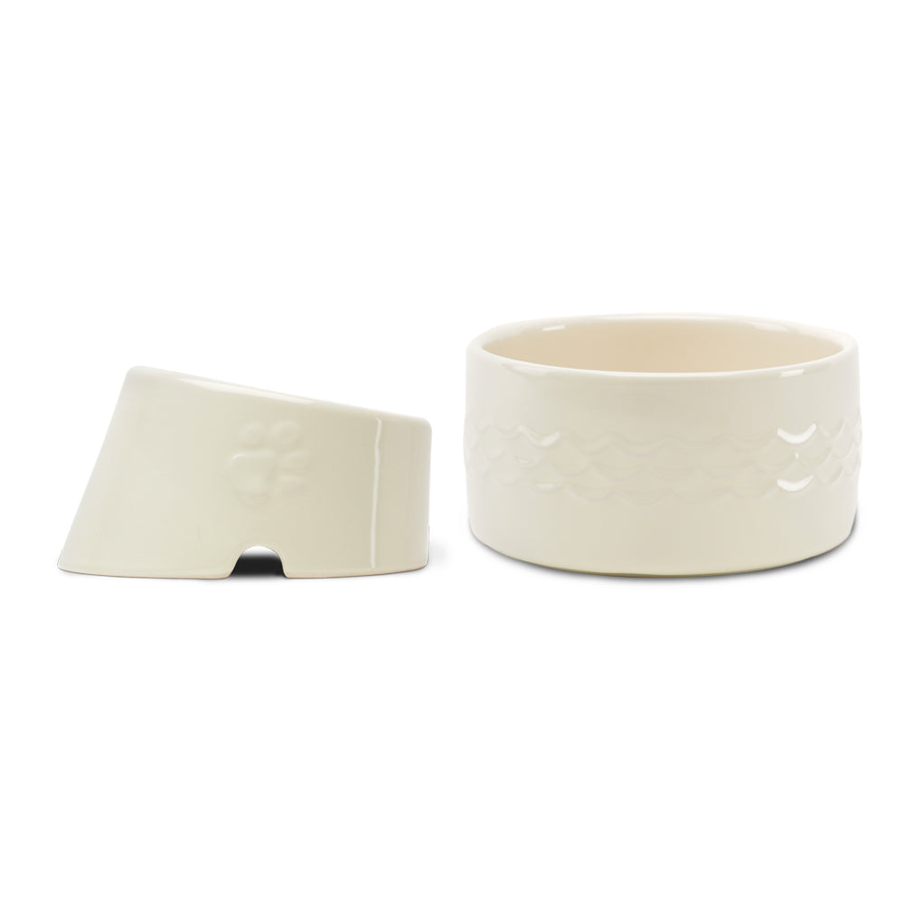 Icon 2 Piece Flat Faced Dog Bowl & Water Bowl - 20cm | 18cm - Cream Scruffs 