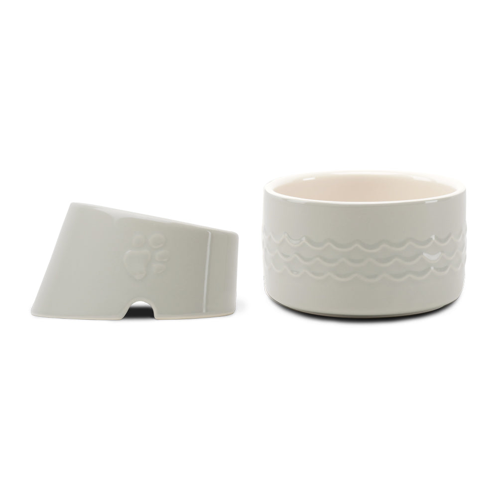 Icon 2 Piece Flat Faced Dog Bowl & Water Bowl - 15cm | 18cm - Light Grey Scruffs 