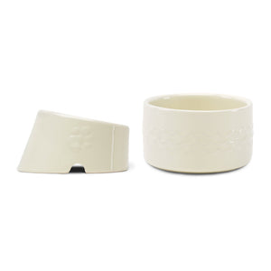 Icon 2 Piece Flat Faced Dog Bowl & Water Bowl - 15cm | 18cm - Cream Scruffs 
