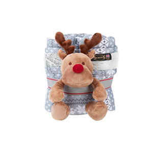 Santa Paws Blanket & Reindeer Gift Set - Grey Dog Bed Scruffs® 